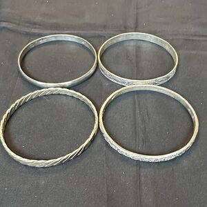 Lot of 4 Sterling Silver Bangle Bracelets 925 Taxco Mexico – 66.4g Heavy Stack
